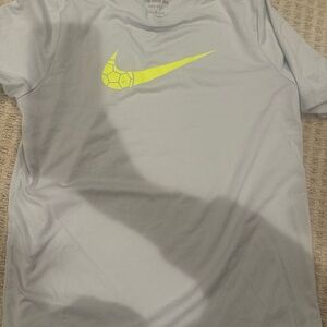 Nike Dri-FIT Gray Tee with Neon Yellow Swoosh